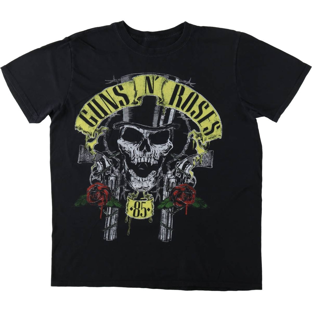 GUNS N' ROSES Skull Pattern Band T-shirt, Band Tee, Men's L size unclear black type Vintage Second Hand