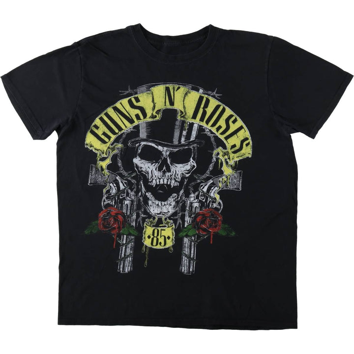 GUNS N' ROSES Skull Pattern Band T-shirt, Band Tee, Men's L size unclear black type Vintage Second Hand