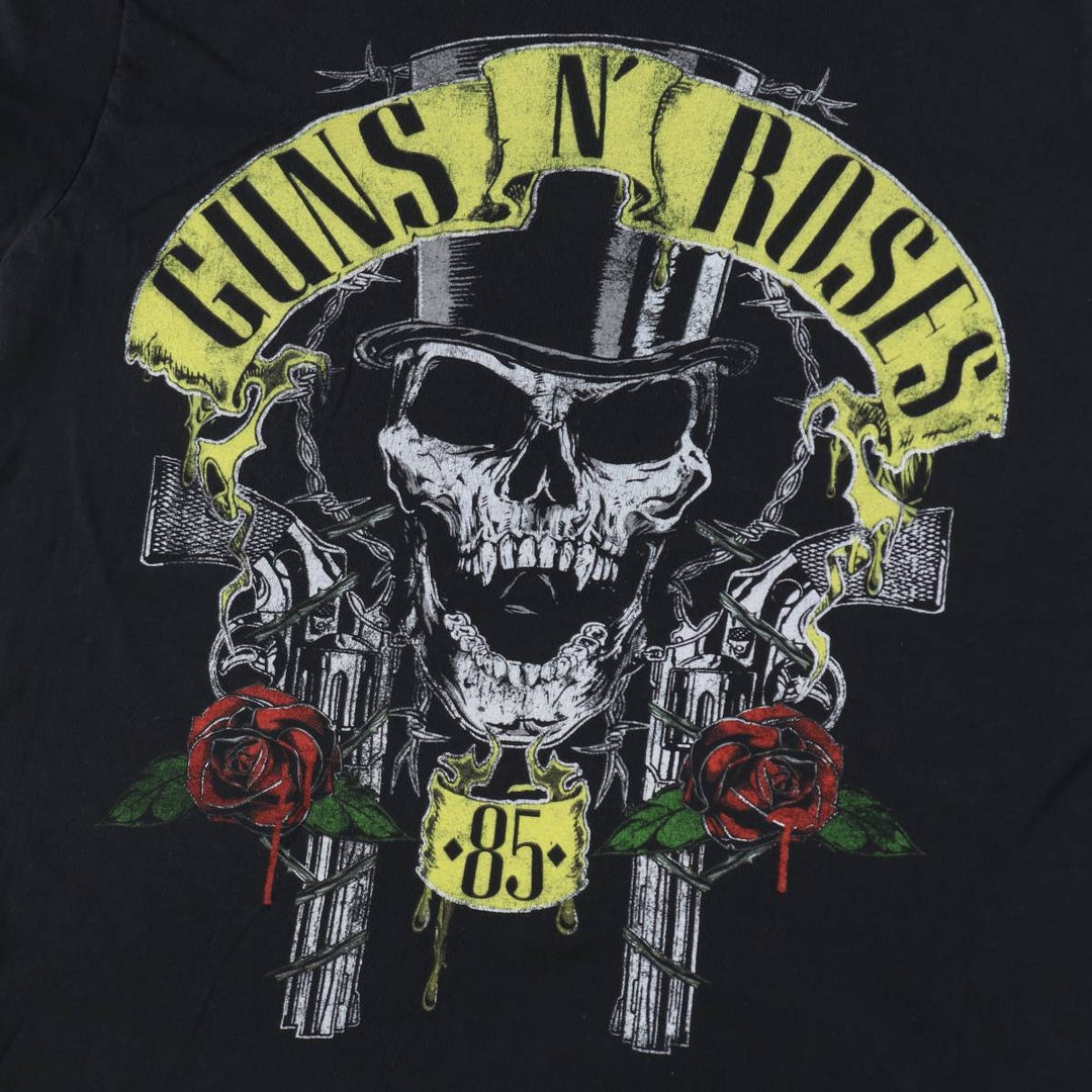GUNS N' ROSES Skull Pattern Band T-shirt, Band Tee, Men's L size unclear black type Vintage Second Hand