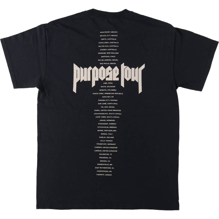 Gildan Justin Bieber Band T-shirt, Men's M size cotton black type Vintage Second Hand