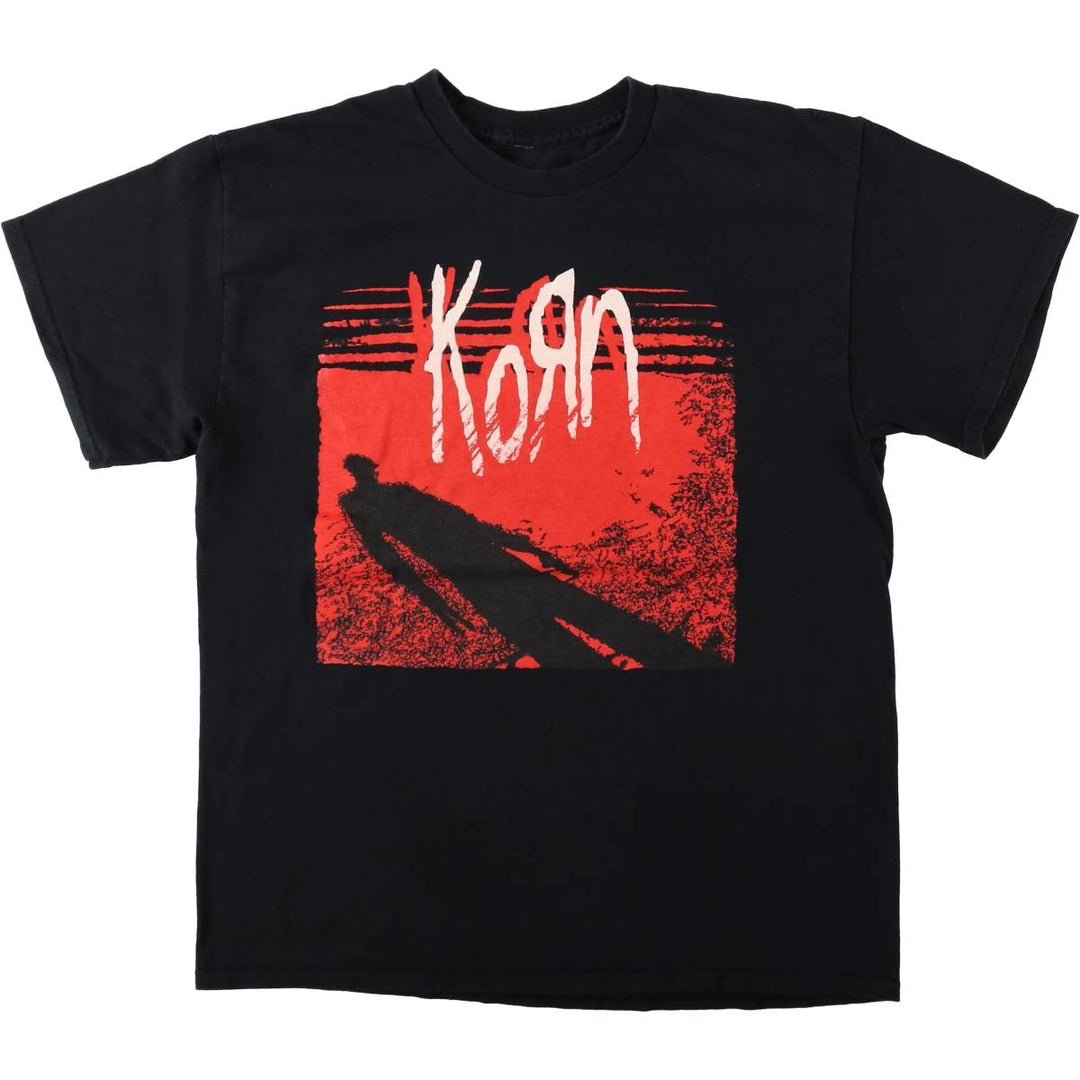 KORN band T-shirt, band T, men's size L cotton black type Vintage Second Hand