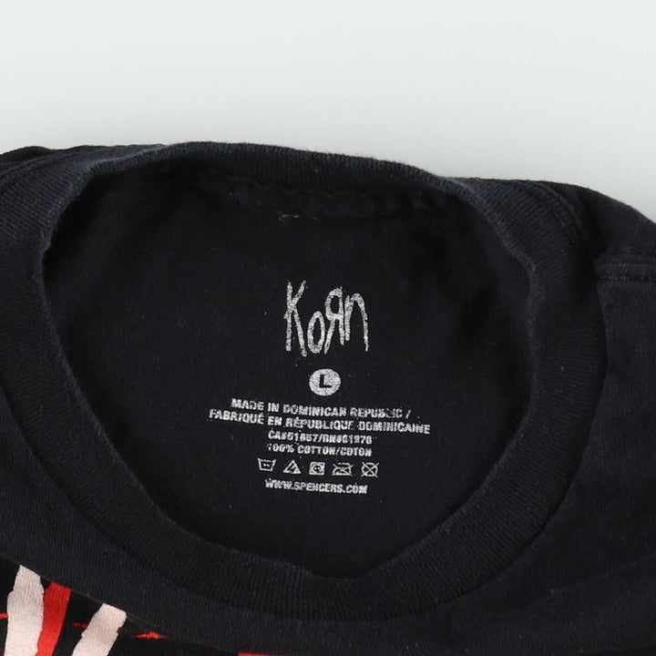 KORN band T-shirt, band T, men's size L cotton black type Vintage Second Hand