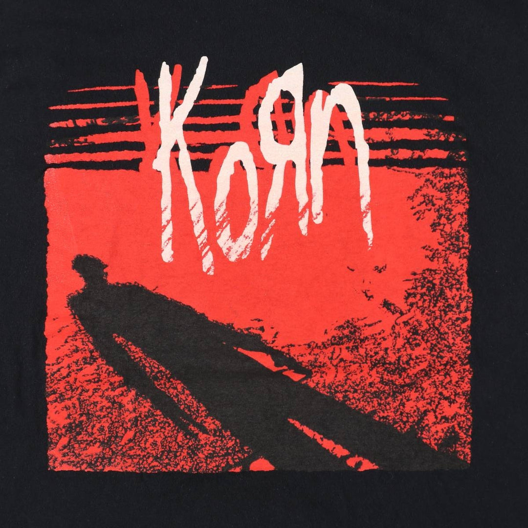 KORN band T-shirt, band T, men's size L cotton black type Vintage Second Hand