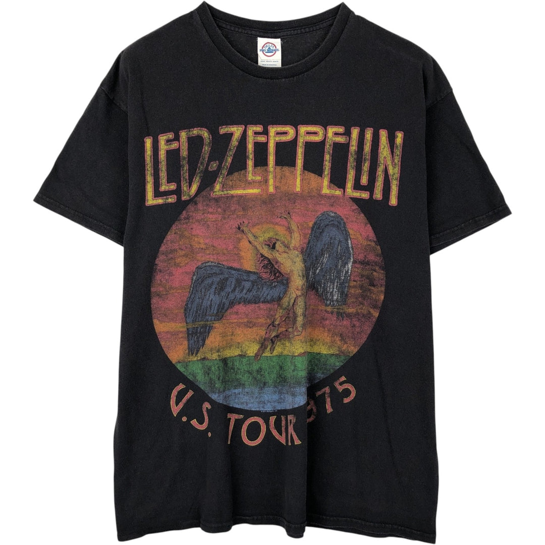 Delta LED ZEPPELIN Led Zeppelin Band T-shirt Band Tee Men's L size cotton black type Vintage Second Hand