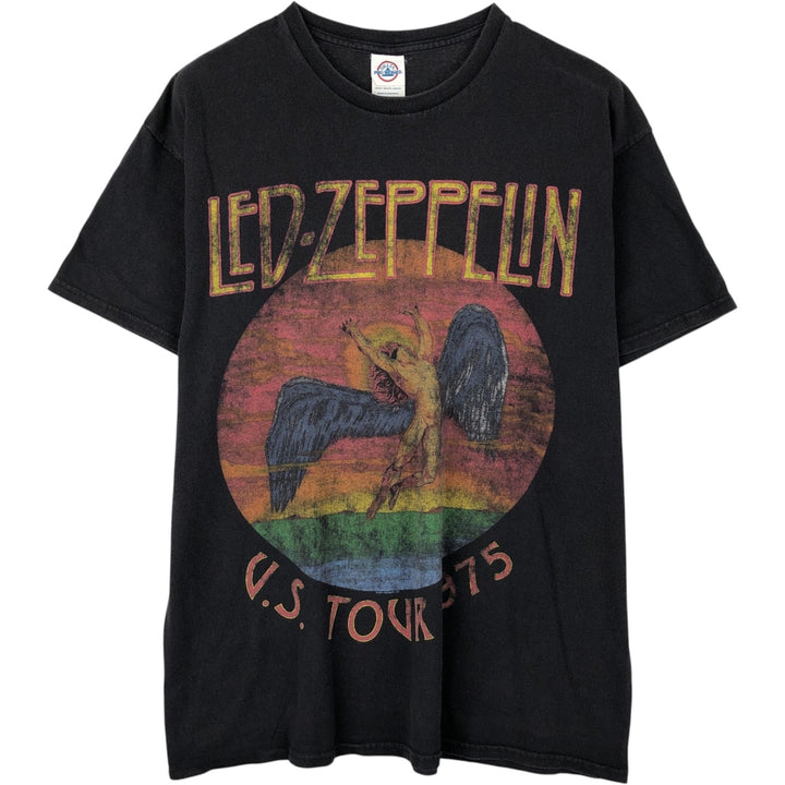 Delta LED ZEPPELIN Led Zeppelin Band T-shirt Band Tee Men's L size cotton black type Vintage Second Hand
