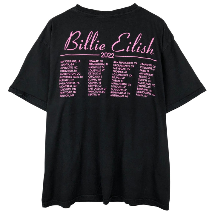 BILLIE EILISH Band T-shirt, Made in USA, Men's XXL equivalent. cotton black type Vintage Second Hand