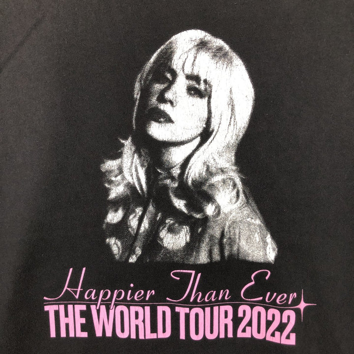 BILLIE EILISH Band T-shirt, Made in USA, Men's XXL equivalent. cotton black type Vintage Second Hand