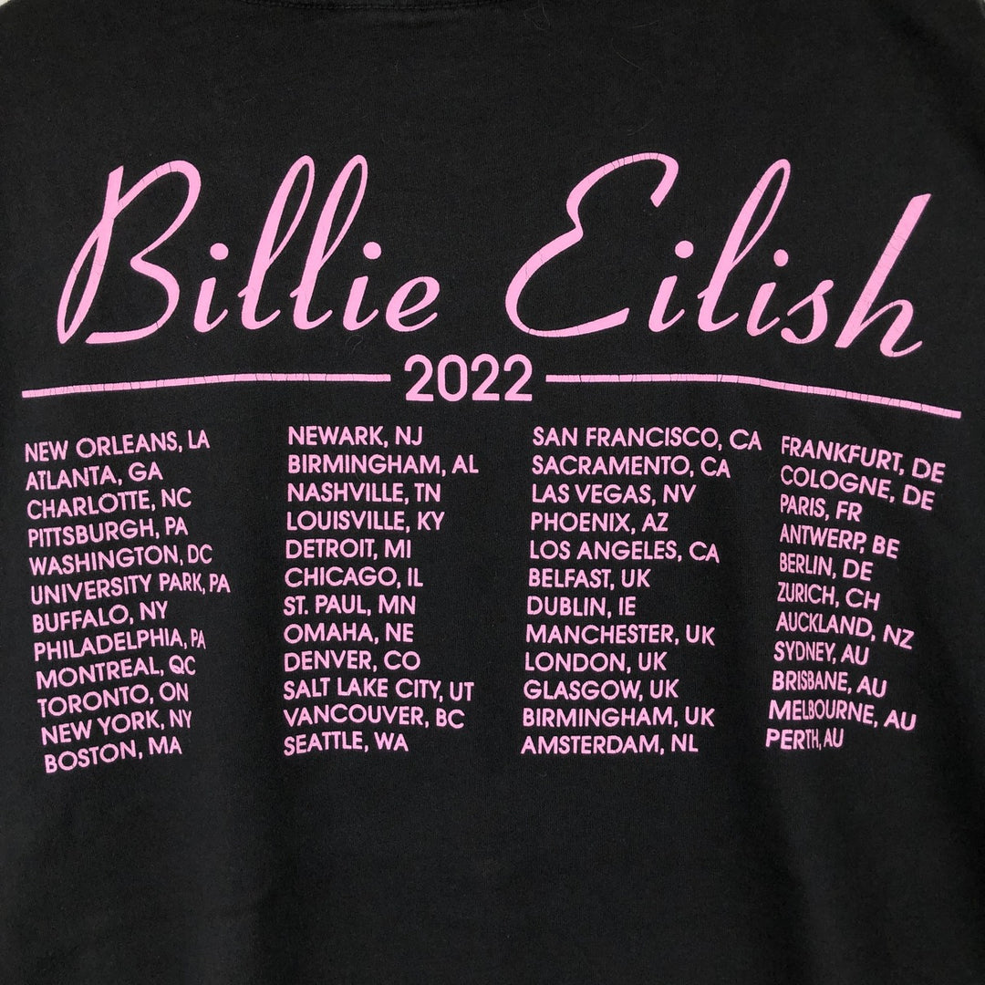 BILLIE EILISH Band T-shirt, Made in USA, Men's XXL equivalent. cotton black type Vintage Second Hand
