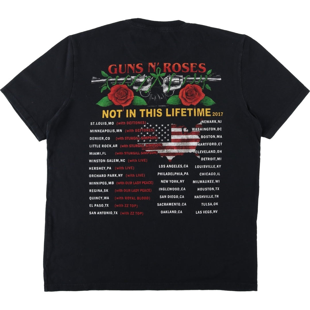 GUNS N' ROSES Guns N' Roses Band T-shirt Band Tee Men's M size cotton black type Vintage Second Hand