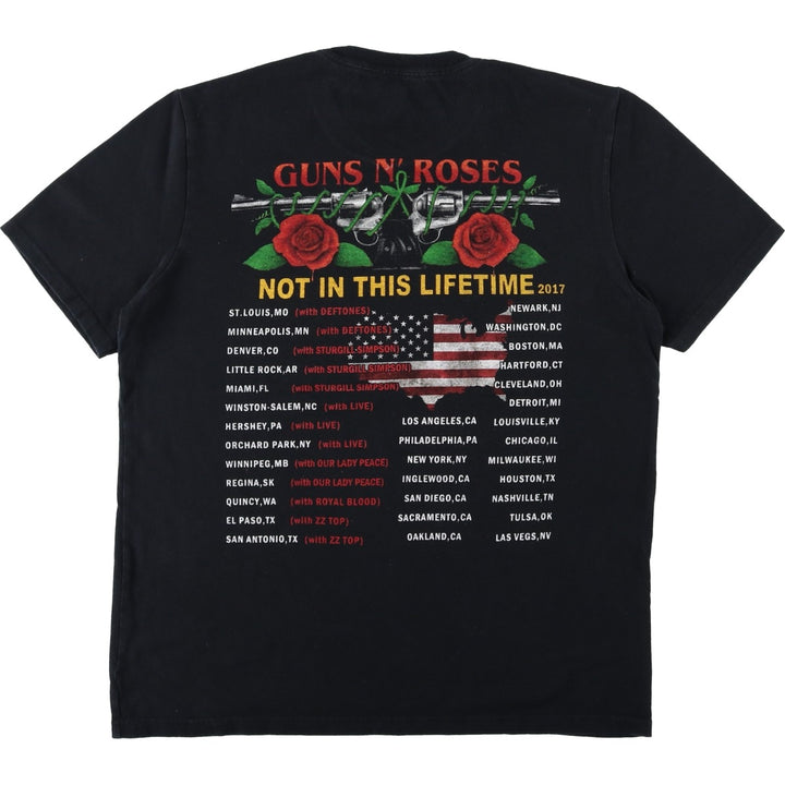 GUNS N' ROSES Guns N' Roses Band T-shirt Band Tee Men's M size cotton black type Vintage Second Hand