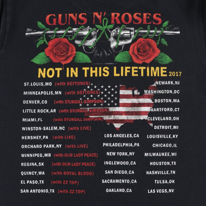 GUNS N' ROSES Guns N' Roses Band T-shirt Band Tee Men's M size cotton black type Vintage Second Hand