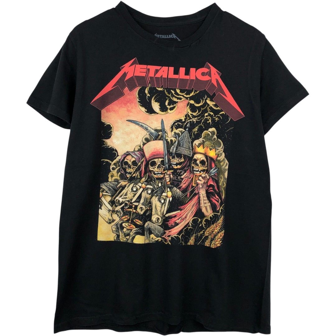 METALLICA Skull Pattern Band T-shirt Band Tee Men's L size cotton black type Vintage Second Hand
