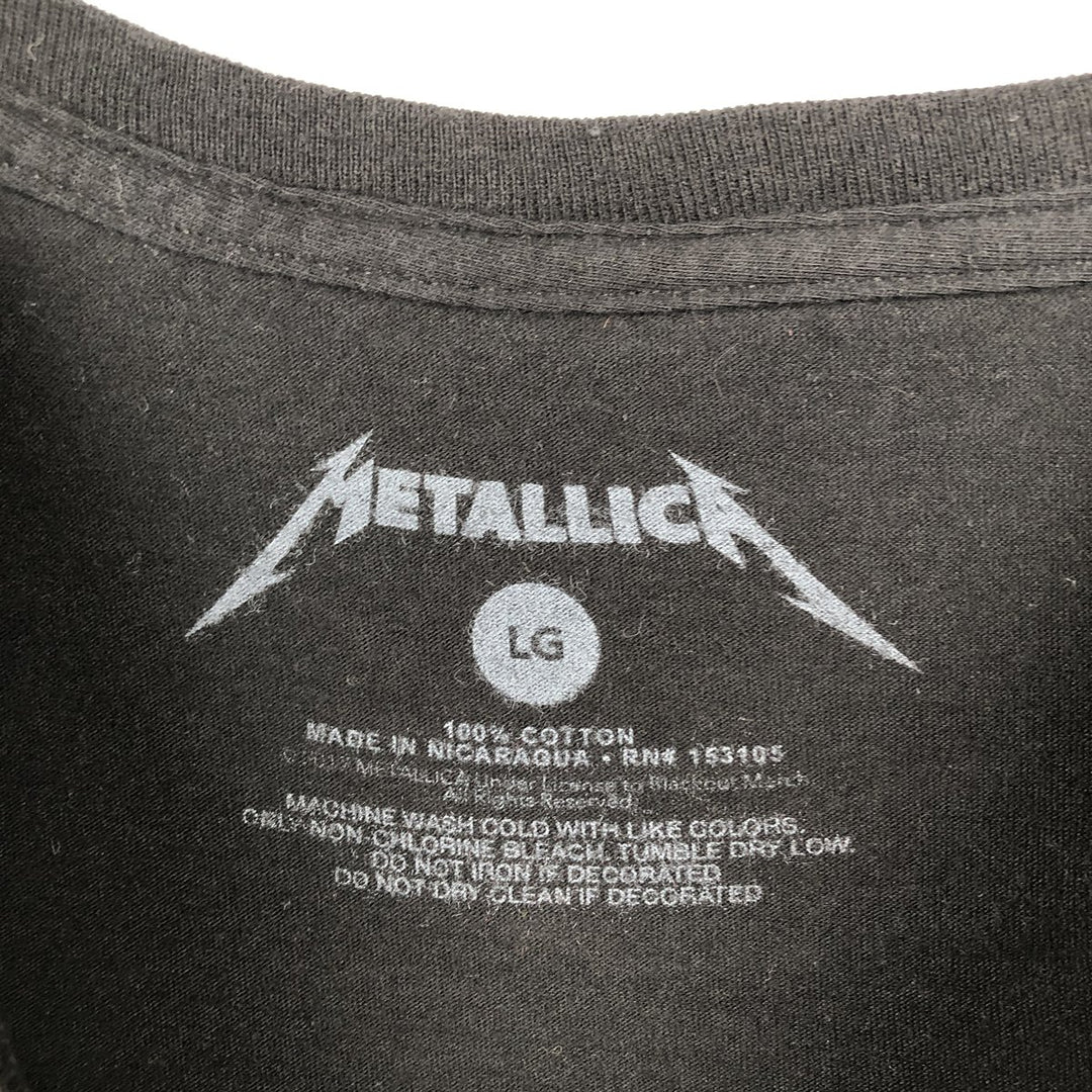 METALLICA Skull Pattern Band T-shirt Band Tee Men's L size cotton black type Vintage Second Hand