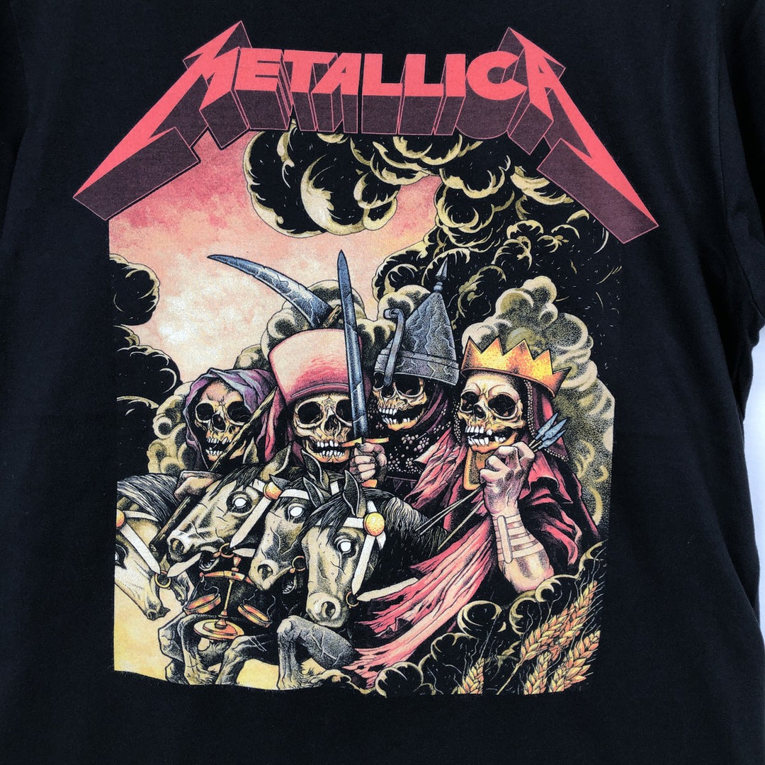 METALLICA Skull Pattern Band T-shirt Band Tee Men's L size cotton black type Vintage Second Hand