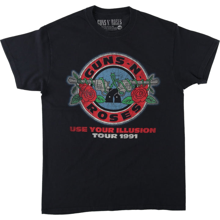 GUNS N' ROSES Guns N' Roses Band T-shirt Band Tee Men's M size cotton black type Vintage Second Hand