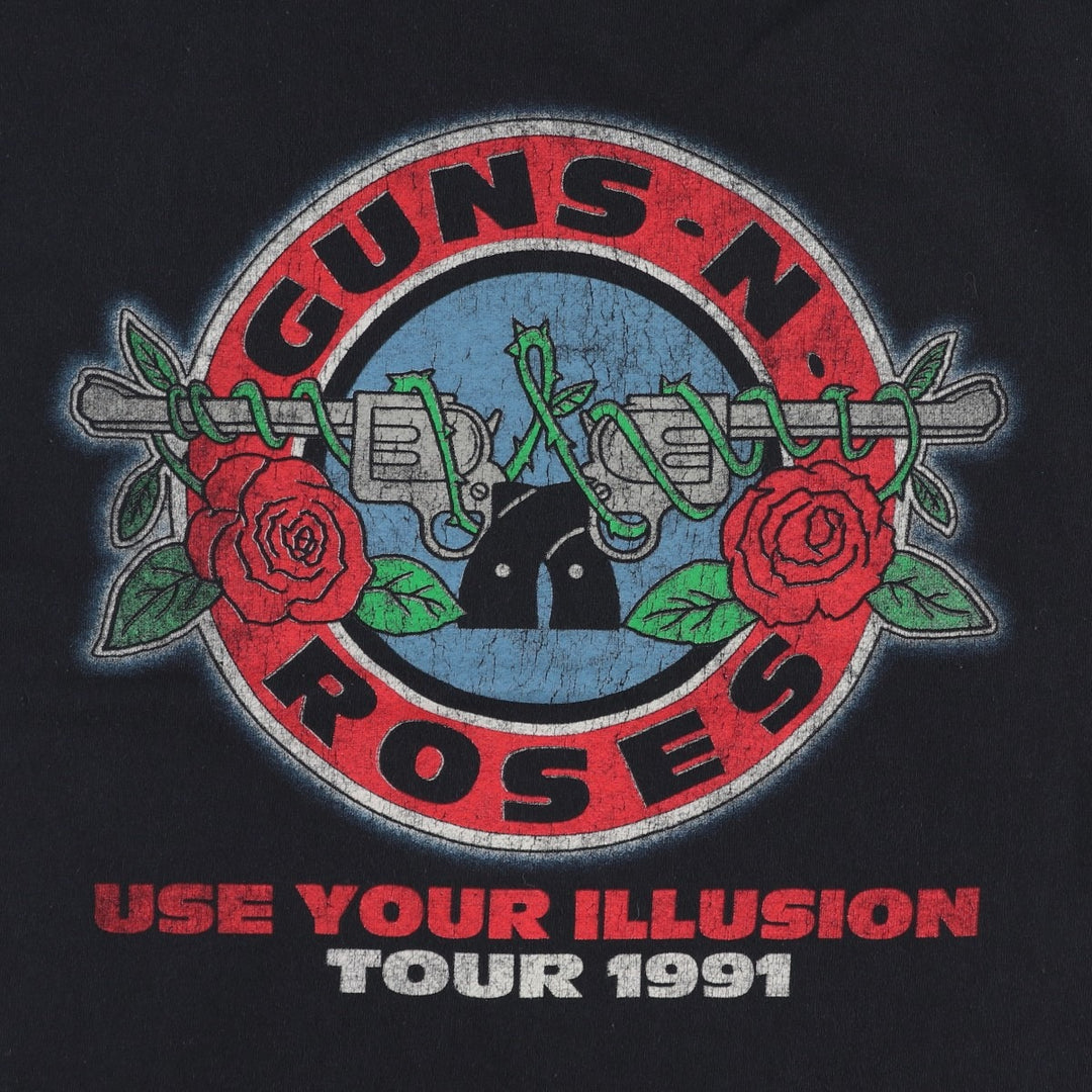 GUNS N' ROSES Guns N' Roses Band T-shirt Band Tee Men's M size cotton black type Vintage Second Hand