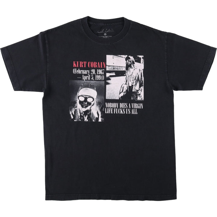 KURT COBAIN Kurt Cobain band T-shirt, band T, men's M size cotton black type Vintage Second Hand
