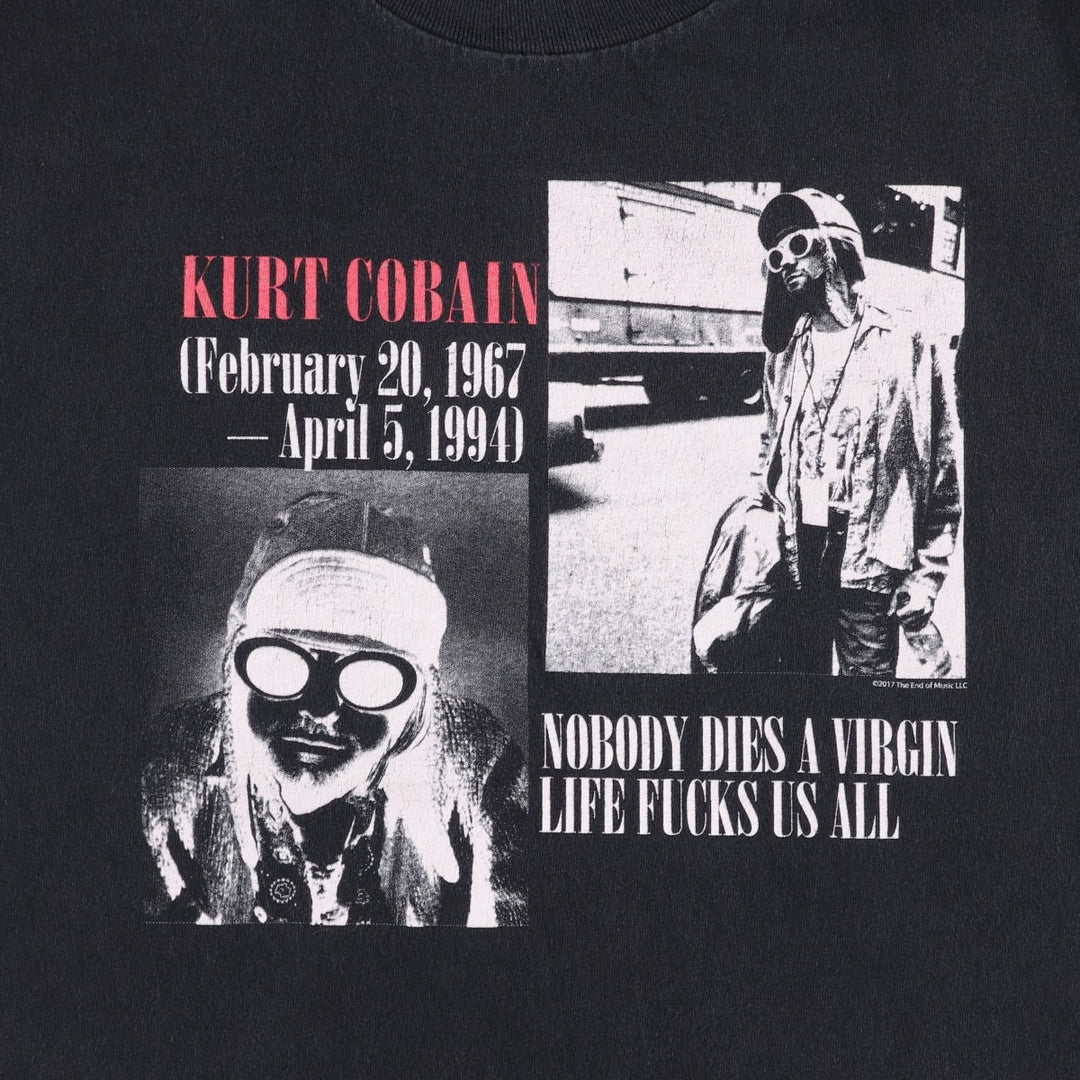 KURT COBAIN Kurt Cobain band T-shirt, band T, men's M size cotton black type Vintage Second Hand