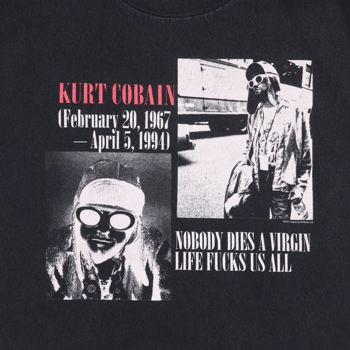 KURT COBAIN Kurt Cobain band T-shirt, band T, men's M size cotton black type Vintage Second Hand
