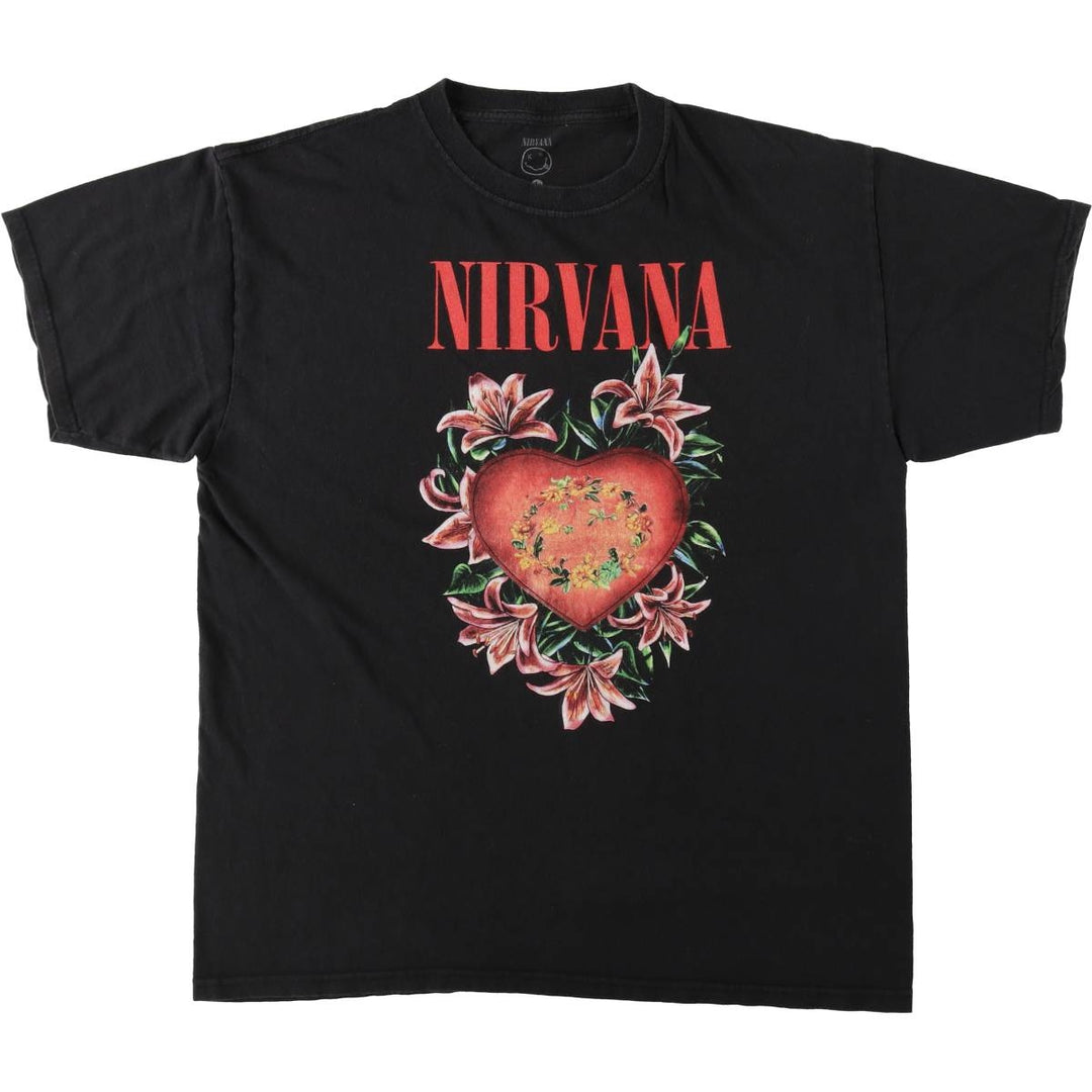 NIRVANA Nirvana Band T-shirt, Band T, Men's L size cotton black type Vintage Second Hand