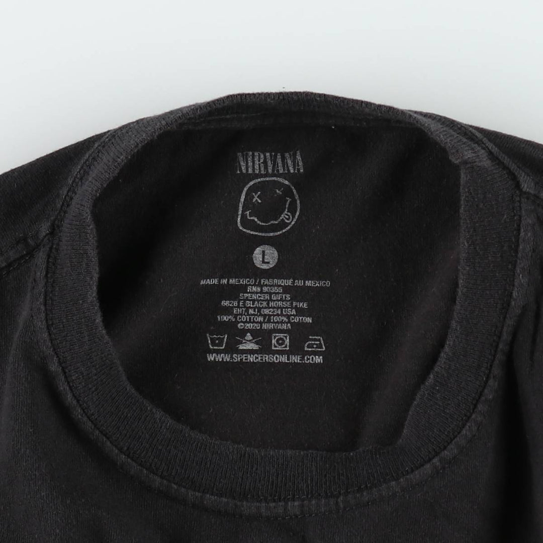 NIRVANA Nirvana Band T-shirt, Band T, Men's L size cotton black type Vintage Second Hand