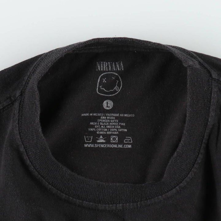 NIRVANA Nirvana Band T-shirt, Band T, Men's L size cotton black type Vintage Second Hand