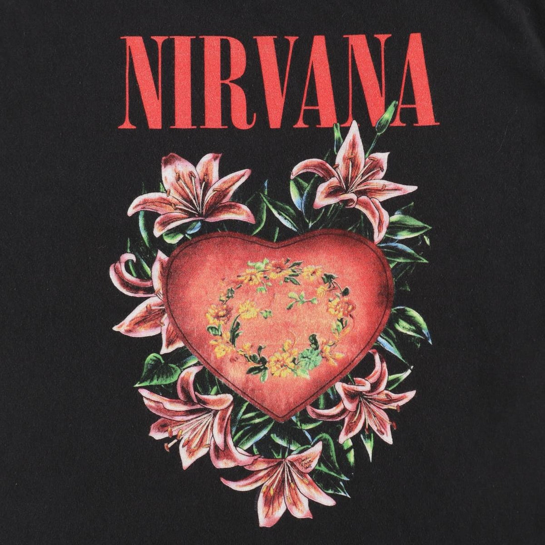 NIRVANA Nirvana Band T-shirt, Band T, Men's L size cotton black type Vintage Second Hand