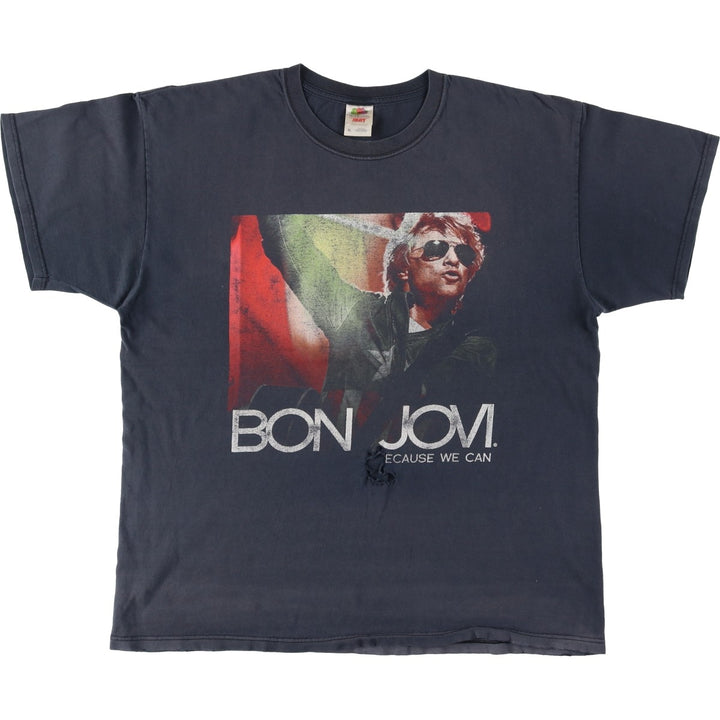 Fruit of the Loom Heavy Cotton Bon Jovi Band T-shirt, Men's XL equivalent. cotton black type Vintage Second Hand