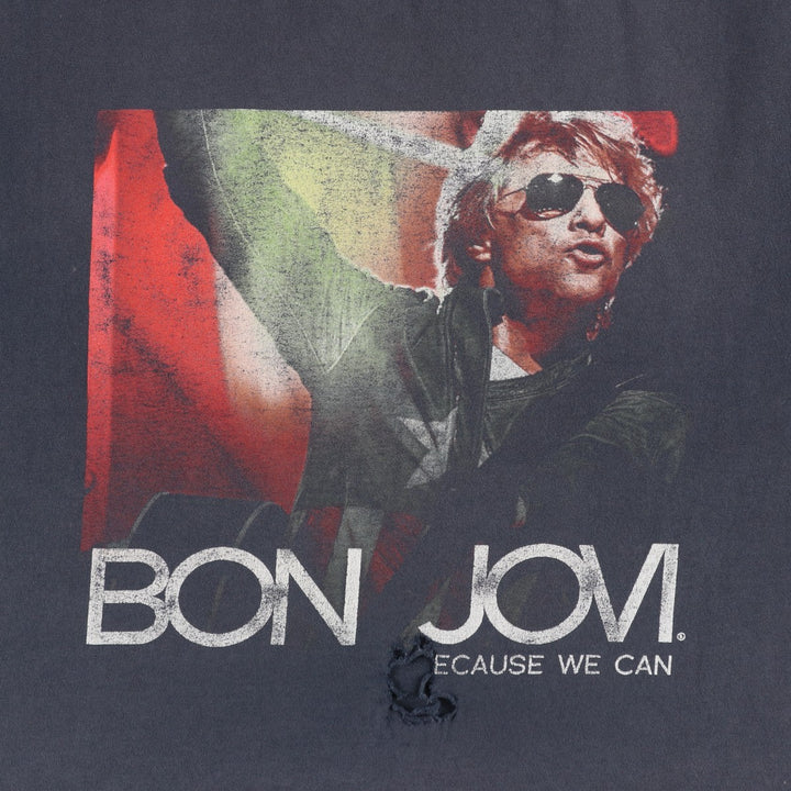 Fruit of the Loom Heavy Cotton Bon Jovi Band T-shirt, Men's XL equivalent. cotton black type Vintage Second Hand