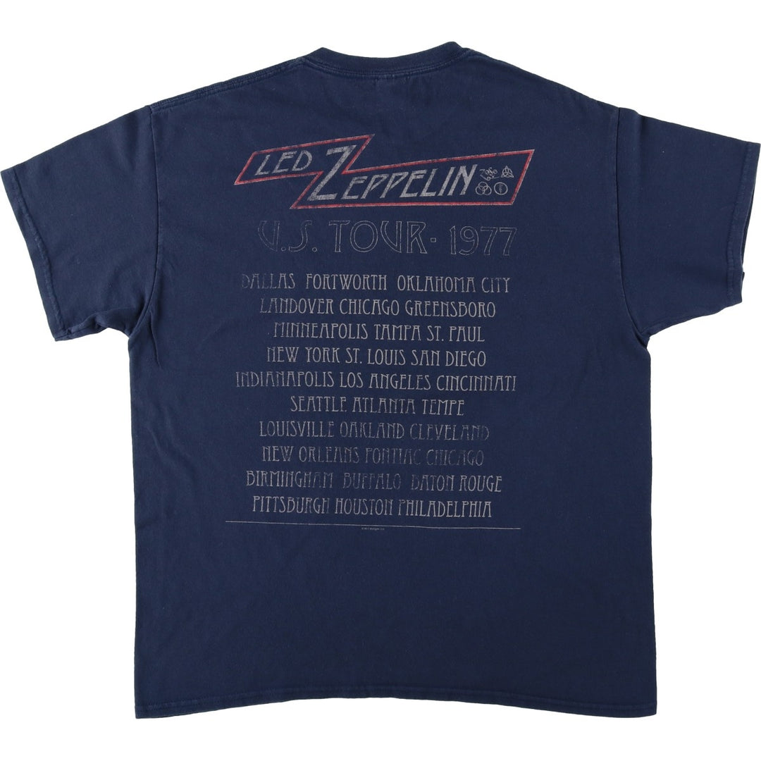 Gildan LED ZEPPELIN Band T-shirt, Men's XL size unclear navy blue type Vintage Second Hand