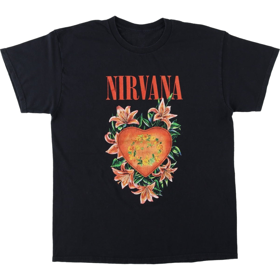 NIRVANA Nirvana Band T-shirt, Band T, Men's L size cotton black type Vintage Second Hand