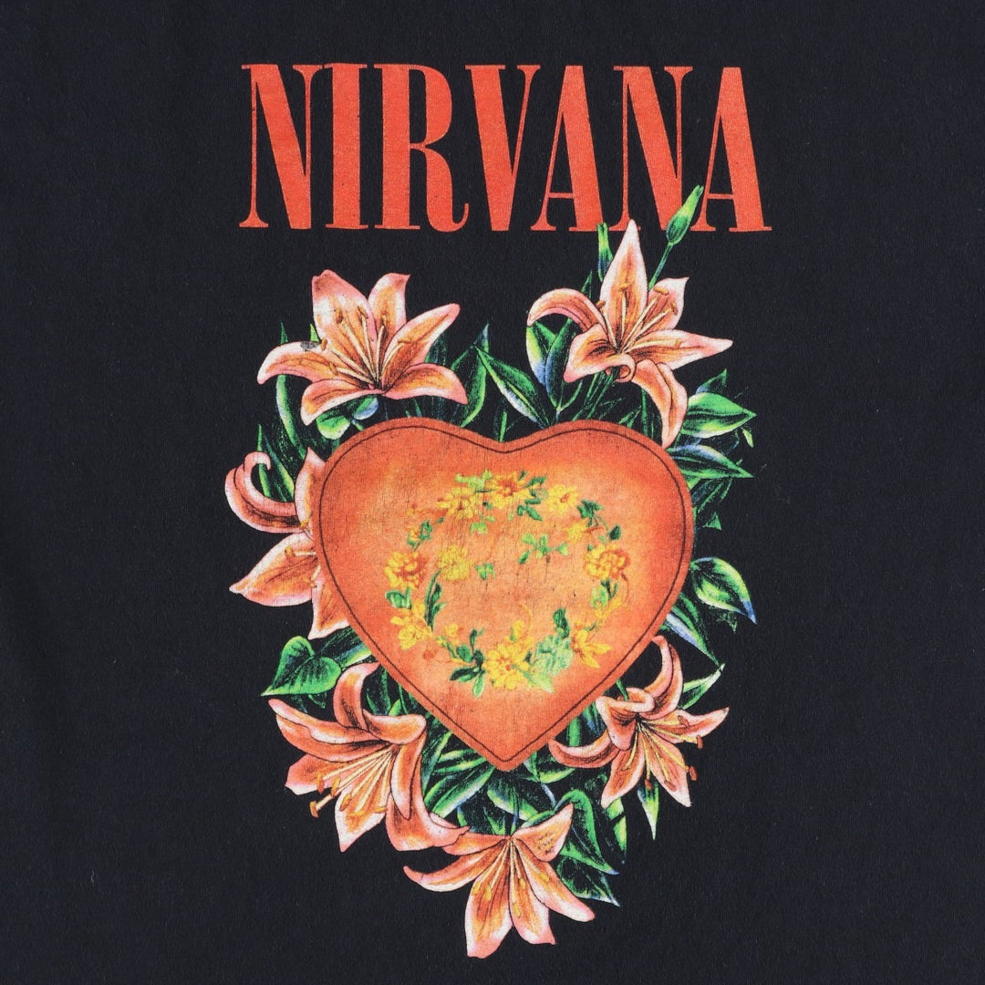 NIRVANA Nirvana Band T-shirt, Band T, Men's L size cotton black type Vintage Second Hand