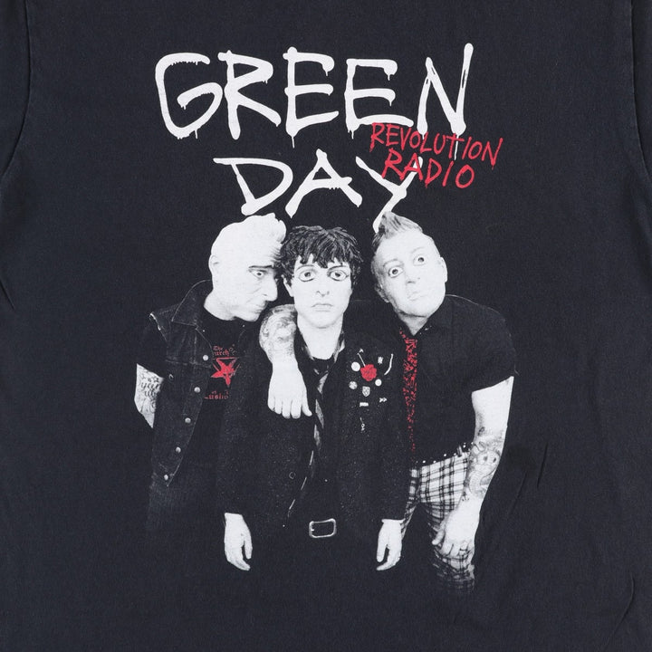 GREEN DAY Green Day Band T-shirt Band T Men's XL size cotton black type Vintage Second Hand