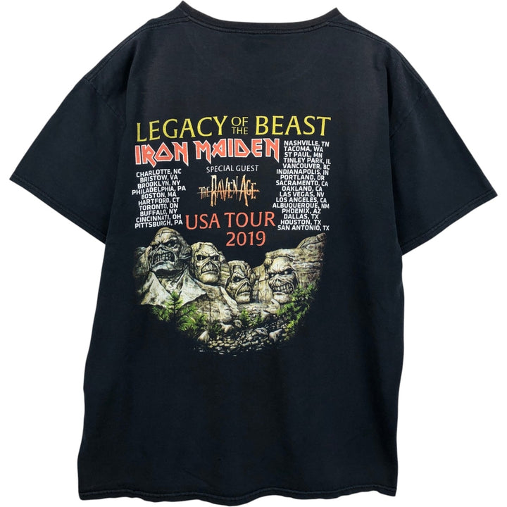 IRON MAIDEN Iron Maiden Band T-shirt Band T Men's L size unclear black type Vintage Second Hand