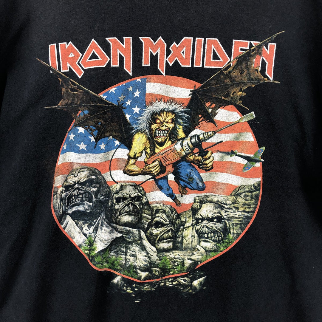 IRON MAIDEN Iron Maiden Band T-shirt Band T Men's L size unclear black type Vintage Second Hand