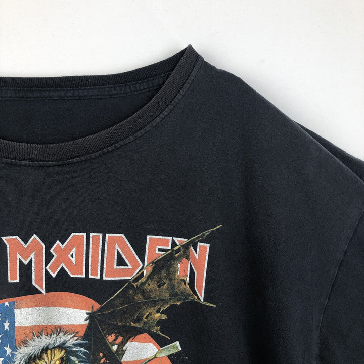 IRON MAIDEN Iron Maiden Band T-shirt Band T Men's L size unclear black type Vintage Second Hand