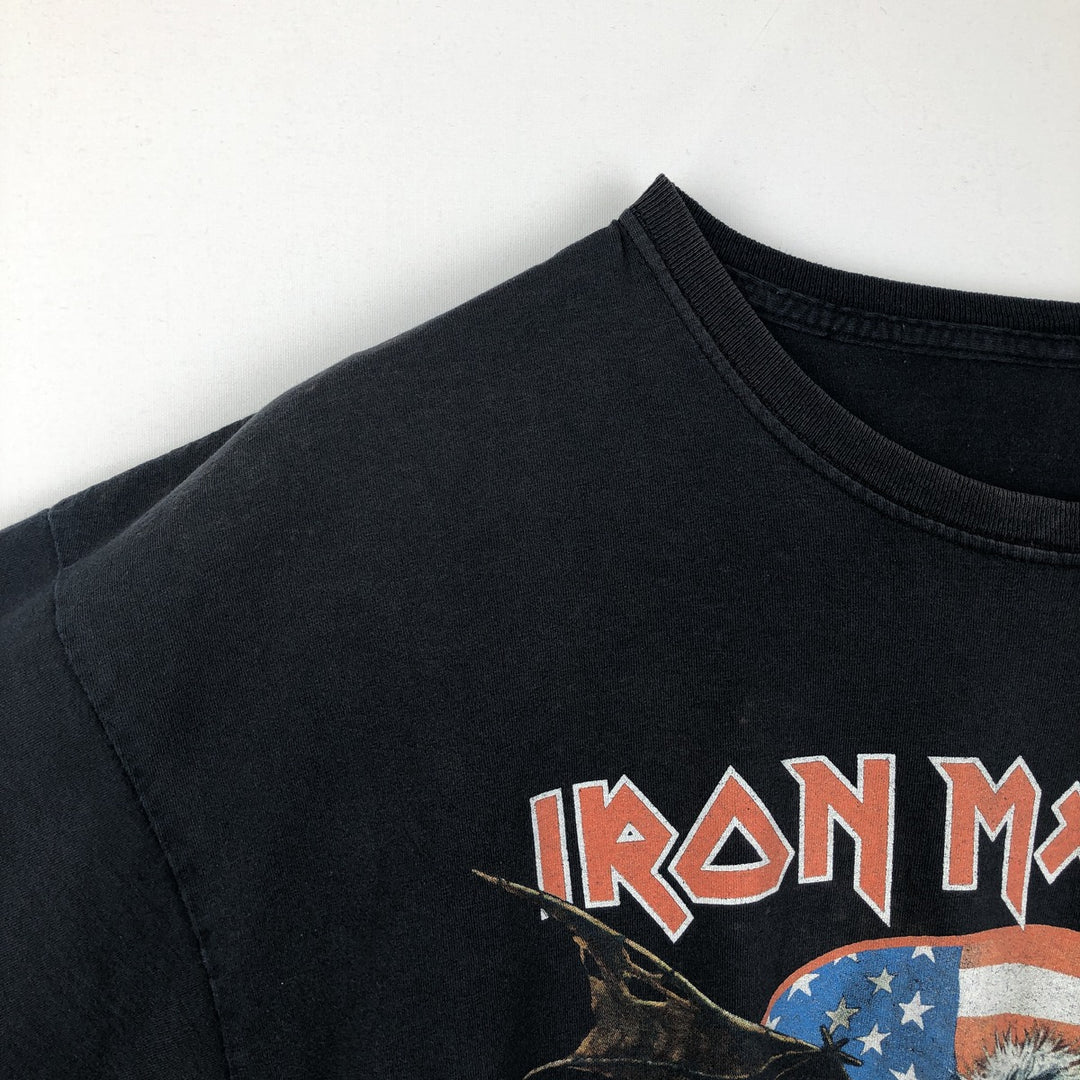 IRON MAIDEN Iron Maiden Band T-shirt Band T Men's L size unclear black type Vintage Second Hand