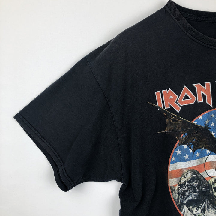 IRON MAIDEN Iron Maiden Band T-shirt Band T Men's L size unclear black type Vintage Second Hand