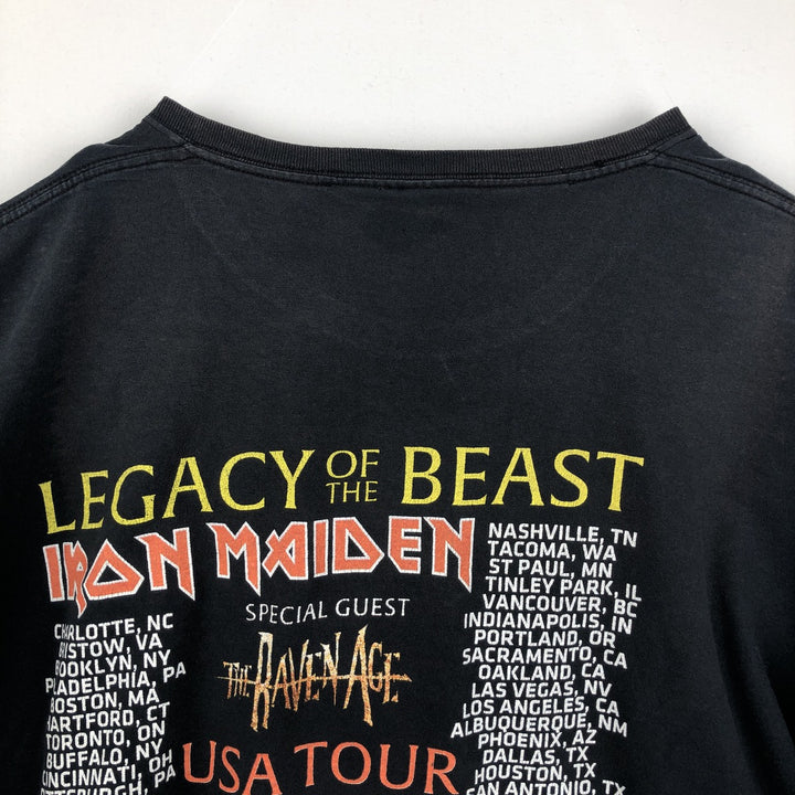 IRON MAIDEN Iron Maiden Band T-shirt Band T Men's L size unclear black type Vintage Second Hand