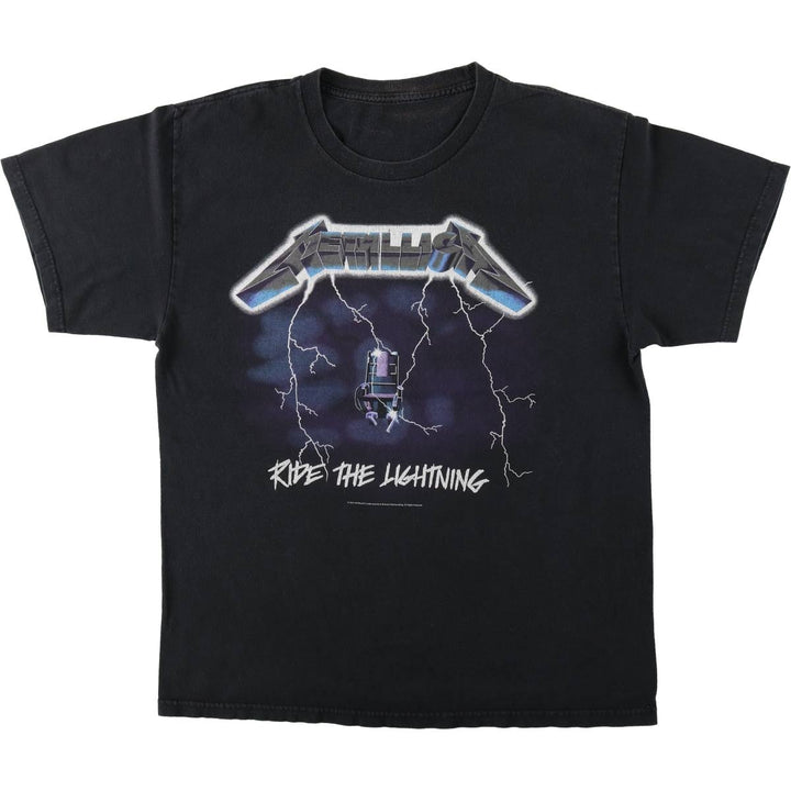 METALLICA RIDE THE LIGHTNING Skull Pattern Band T-Shirt (Men's Size M) unclear black type Vintage Second Hand