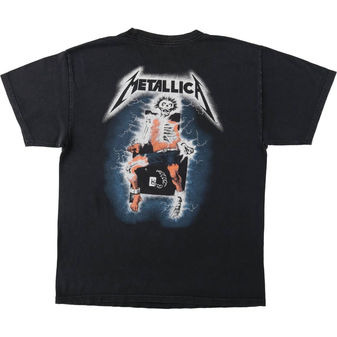 METALLICA RIDE THE LIGHTNING Skull Pattern Band T-Shirt (Men's Size M) unclear black type Vintage Second Hand