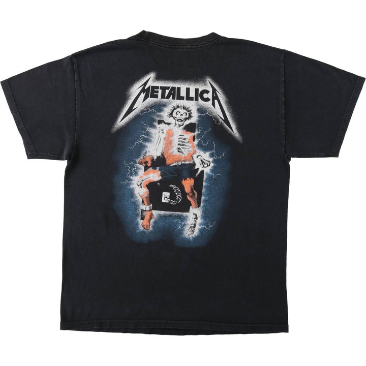 METALLICA RIDE THE LIGHTNING Skull Pattern Band T-Shirt (Men's Size M) unclear black type Vintage Second Hand