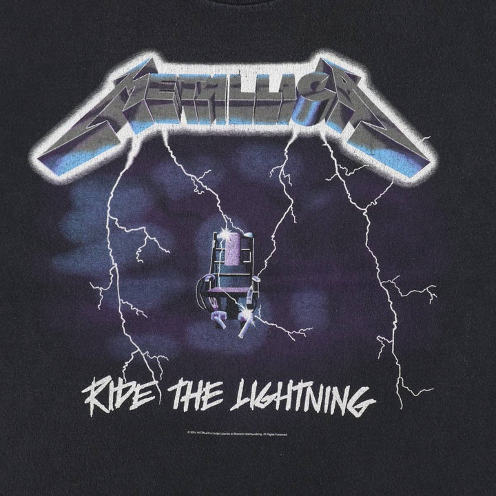 METALLICA RIDE THE LIGHTNING Skull Pattern Band T-Shirt (Men's Size M) unclear black type Vintage Second Hand