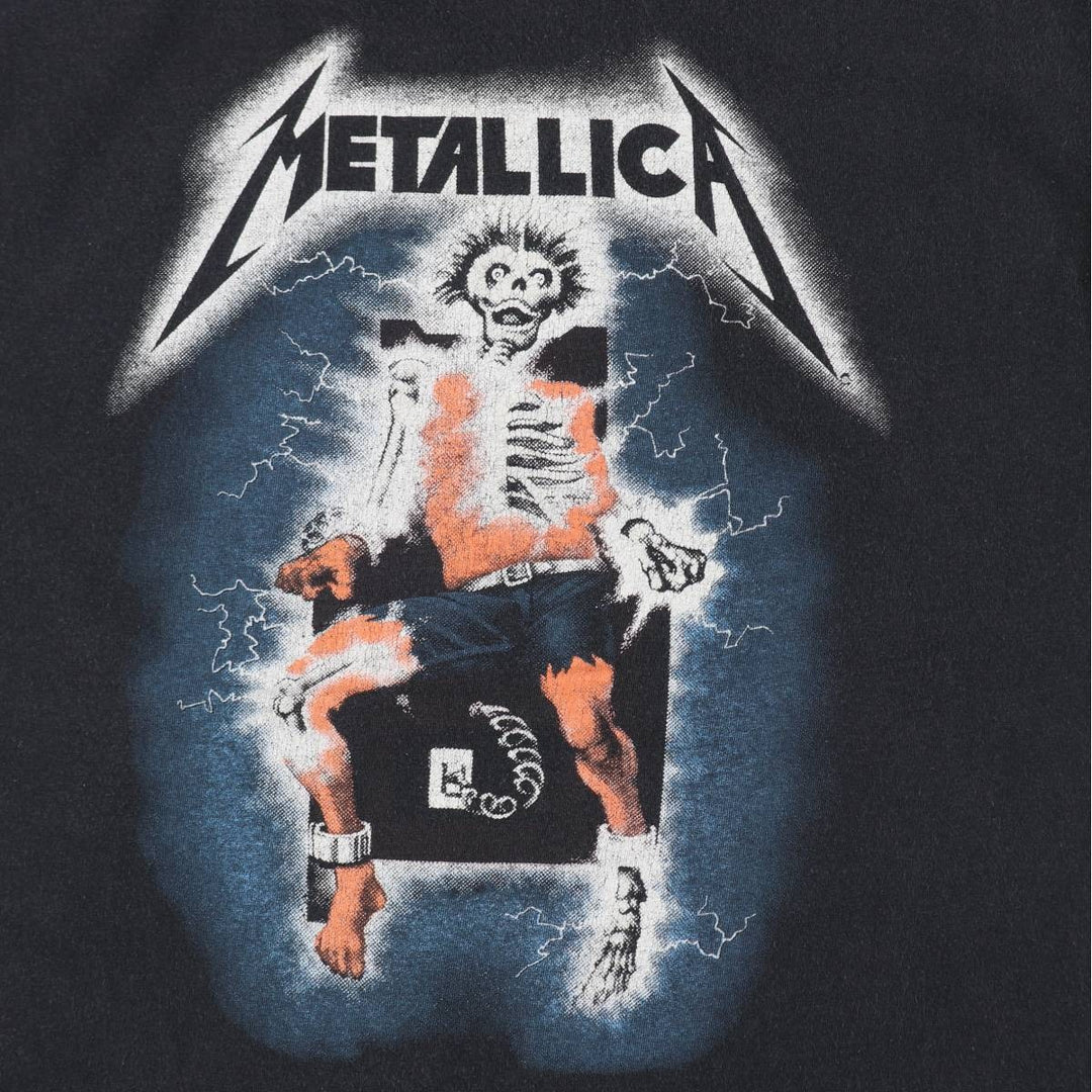METALLICA RIDE THE LIGHTNING Skull Pattern Band T-Shirt (Men's Size M) unclear black type Vintage Second Hand