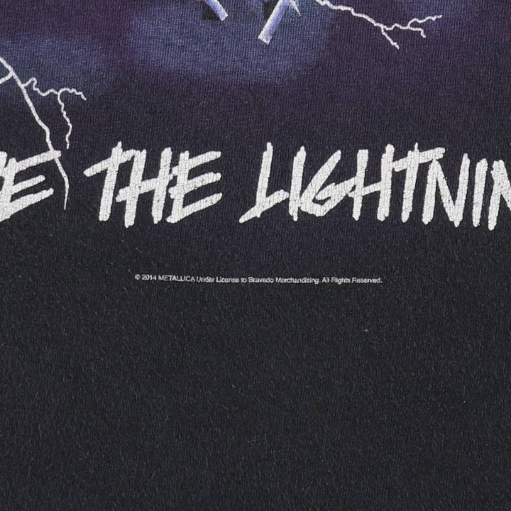 METALLICA RIDE THE LIGHTNING Skull Pattern Band T-Shirt (Men's Size M) unclear black type Vintage Second Hand