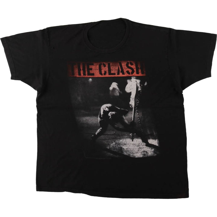 THE CLASH Clash Band T-shirt Band T Men's L size unclear black type Vintage Second Hand