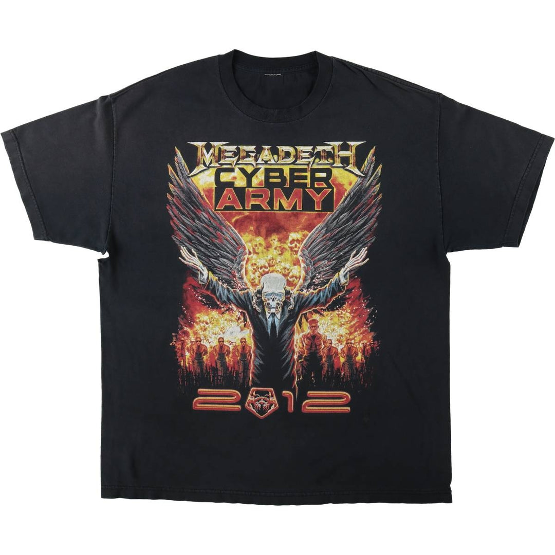 MEGADETH Fire Pattern Band T-Shirt (Men's XL equivalent) unclear Charcoal Vintage Second Hand
