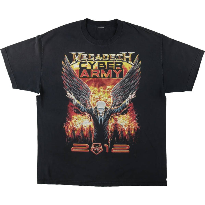 MEGADETH Fire Pattern Band T-Shirt (Men's XL equivalent) unclear Charcoal Vintage Second Hand
