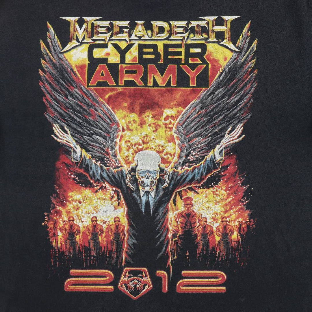 MEGADETH Fire Pattern Band T-Shirt (Men's XL equivalent) unclear Charcoal Vintage Second Hand
