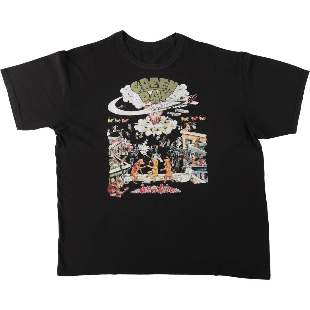 GREEN DAY Green Day Band T-shirt Band T Men's L size unclear black type Vintage Second Hand